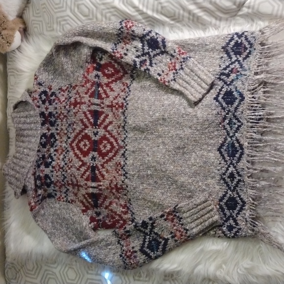 kaisely cardigan knit sweater Aztec pattern on gray wool blend - Picture 10 of 11